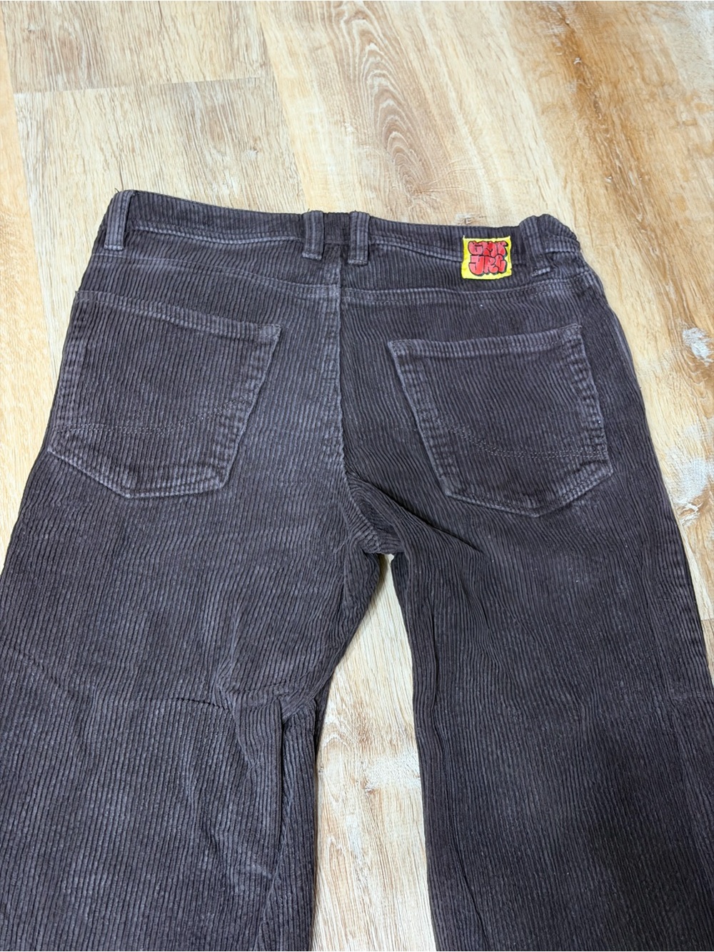 Gymbro Brown Corduroy Pants Size 27 Wide Leg 100% Cotton Y2K Skater Unisex - Picture 2 of 15